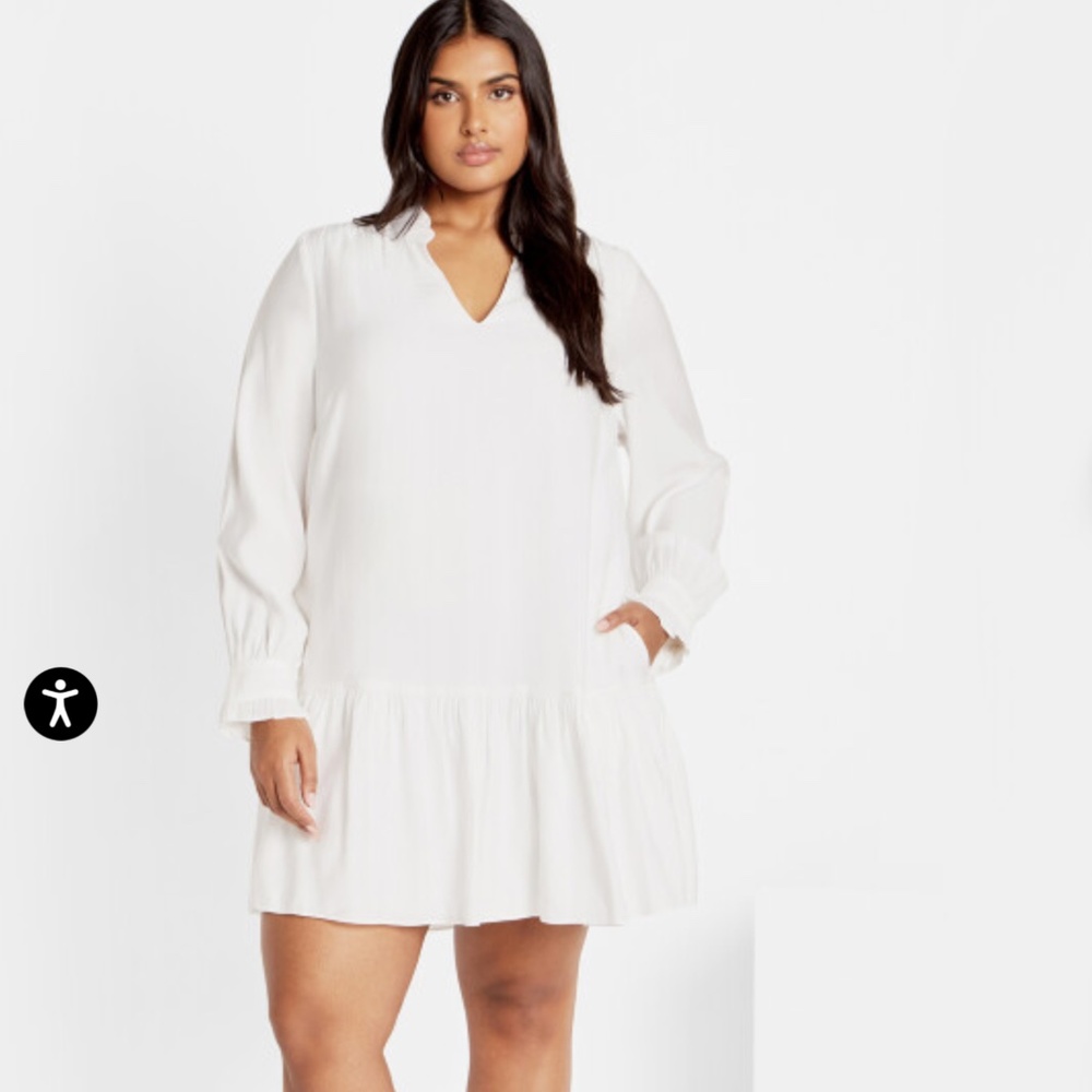 City Chic Laylo Ruffle Hem Long Sleeve Dress (Plus) M/18W